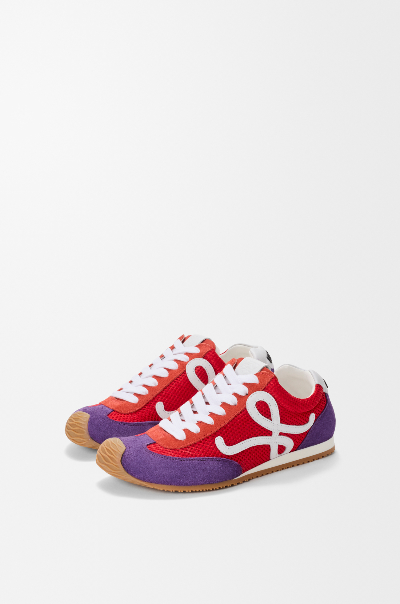LOEWE Sneaker Ballet Runner 2.0 in pelle scamosciata e rete Rosso/Bianco/Viola