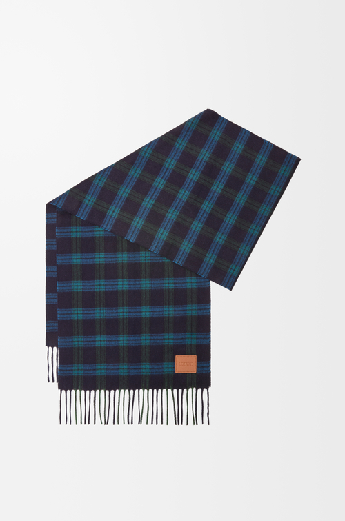 LOEWE Scarf in silk and cashmere Navy Blue/Multicolor