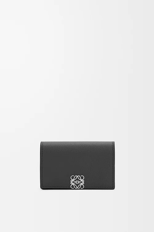 LOEWE Anagram business cardholder in pebble grained calfskin Black