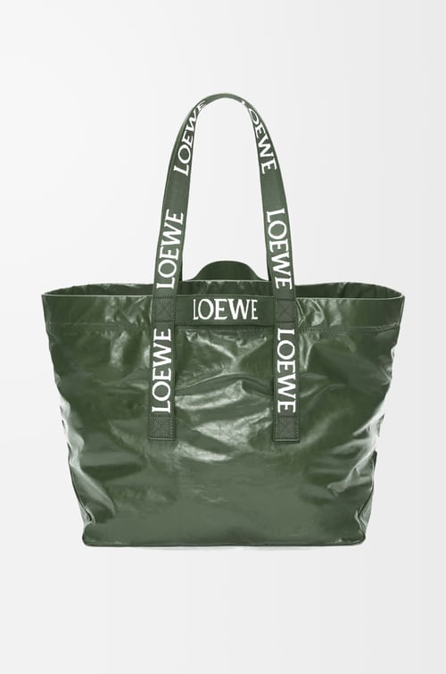 LOEWE Fold Shopper in paper calfskin Bottle Green