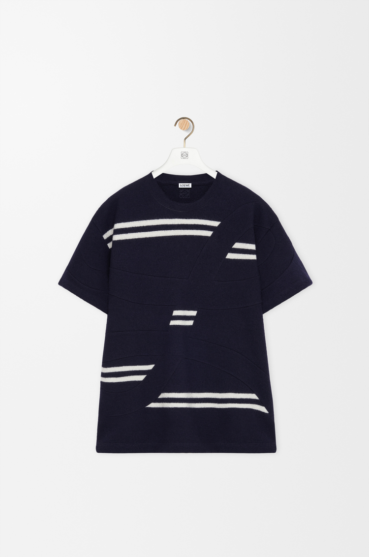 LOEWE Oversized fit T-shirt in wool Navy/White