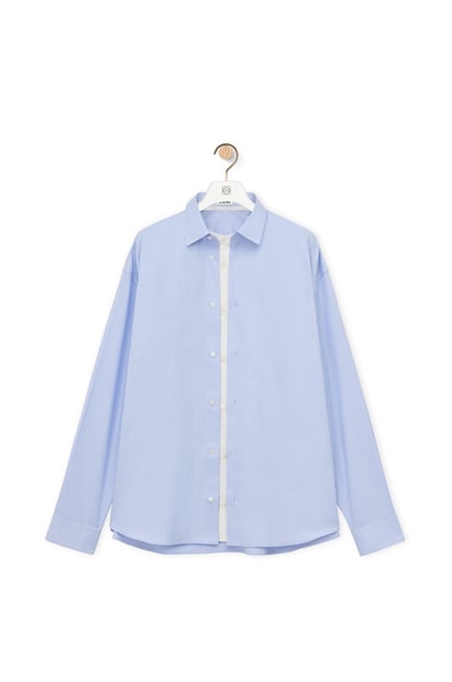 LOEWE Camisa de doble capa en algodón y seda Azul/Blanco plp_rd
