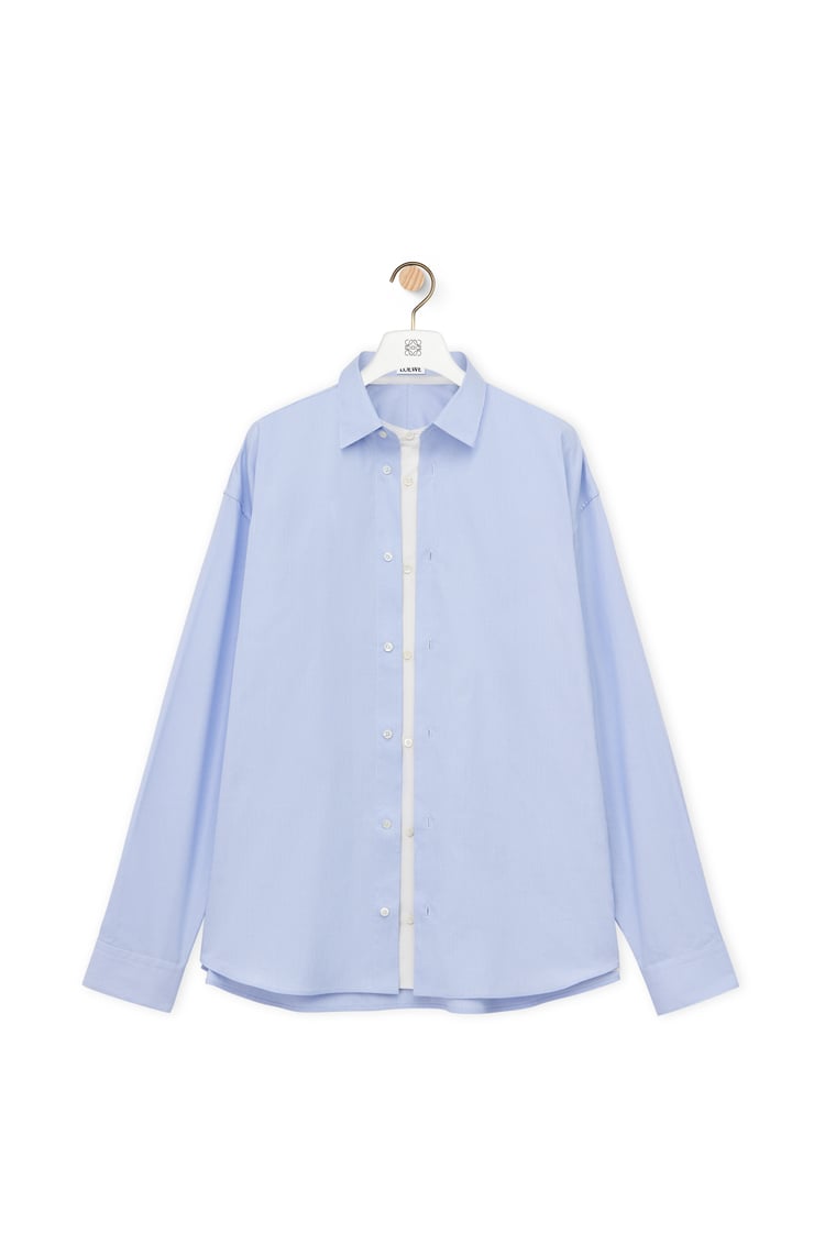 LOEWE Camisa de doble capa en algodón y seda Azul/Blanco