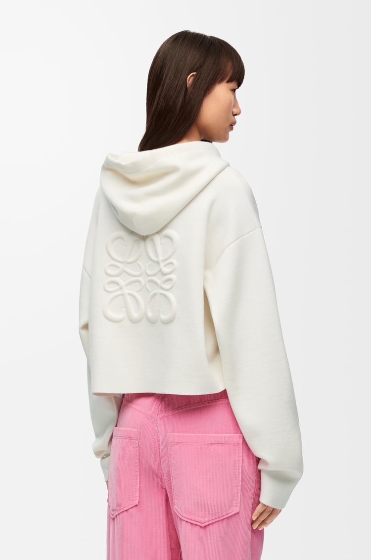 LOEWE Sudadera Anagram en lana con capucha y cremallera Blanco