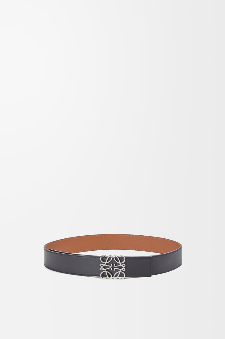 LOEWE Reversible Anagram belt in soft grained calfskin and smooth calfskin Tan/Black/Palladium