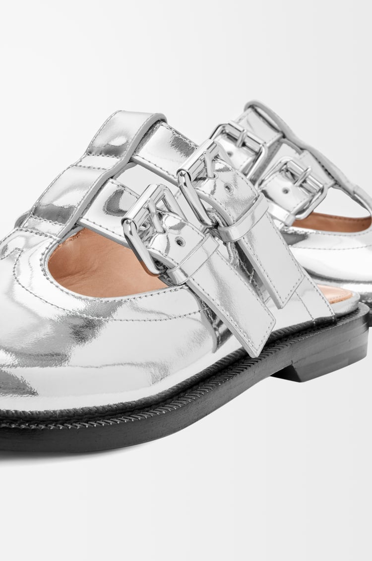 LOEWE カンポ メリージェーン ミュール（メタリックカーフ） シルバー