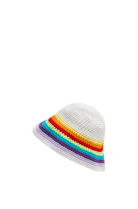 LOEWE 棉质和牛皮革钩针编织帽 multicolor/white plp_rd