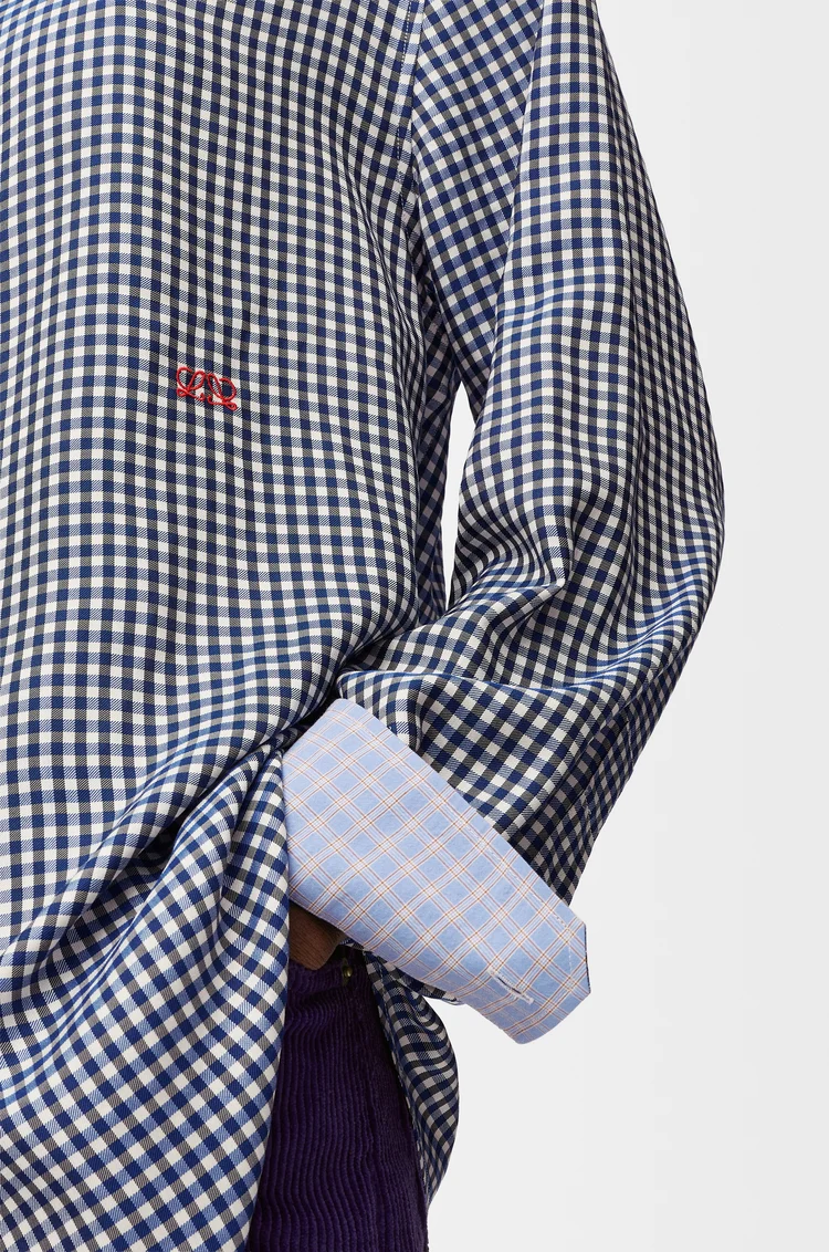 LOEWE Camisa en seda Azul/Blanco