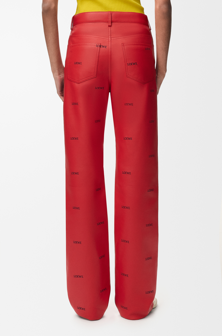 LOEWE Pantalon en cuir d'agneau nappa Rouge