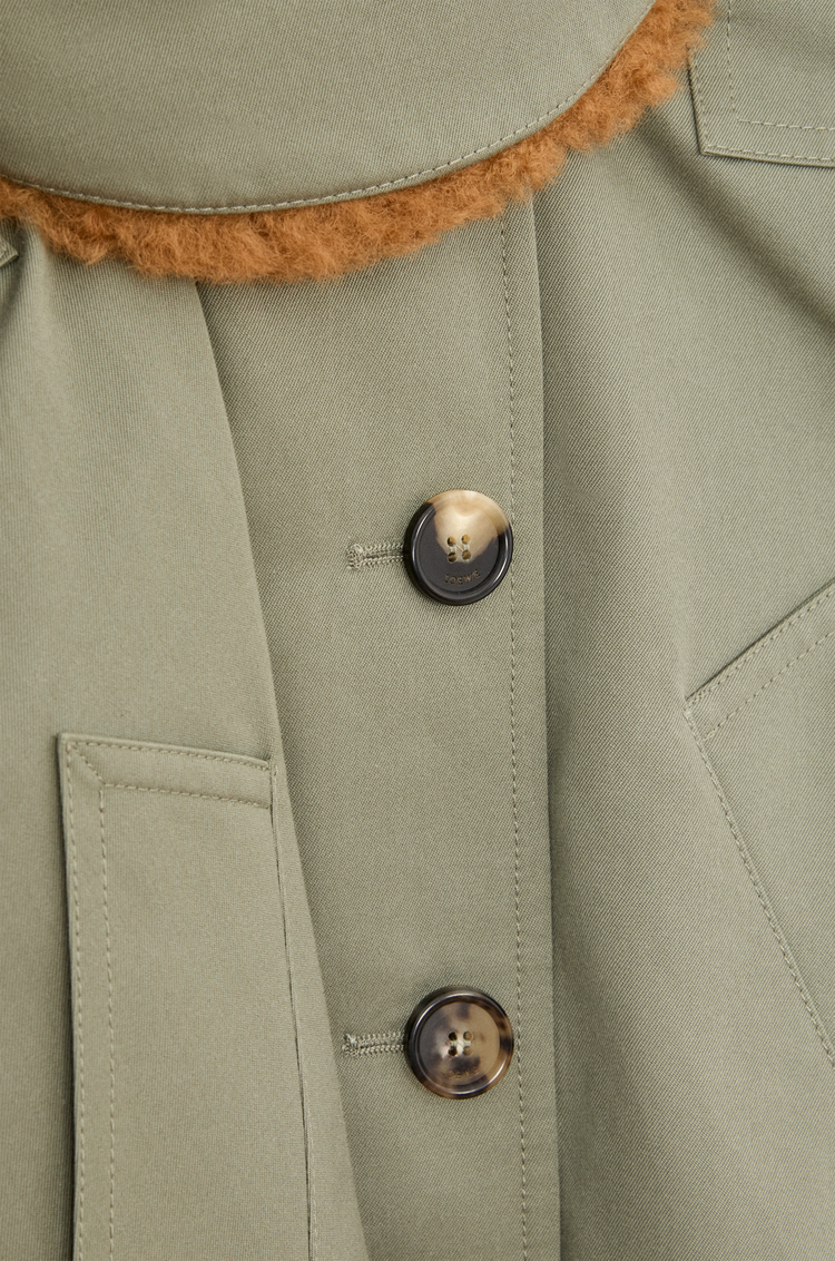 LOEWE 棉質短版派克大衣 卡其綠