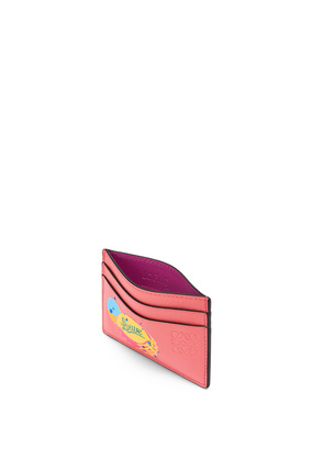 LOEWE Bottle caps plain cardholder in classic calfskin Coral Pink/Bright Purple plp_rd