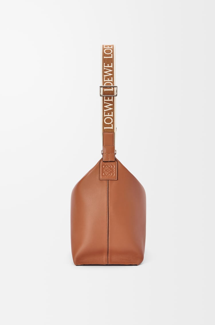 LOEWE Cubi Crossbody bag in supple smooth calfskin and jacquard Tan