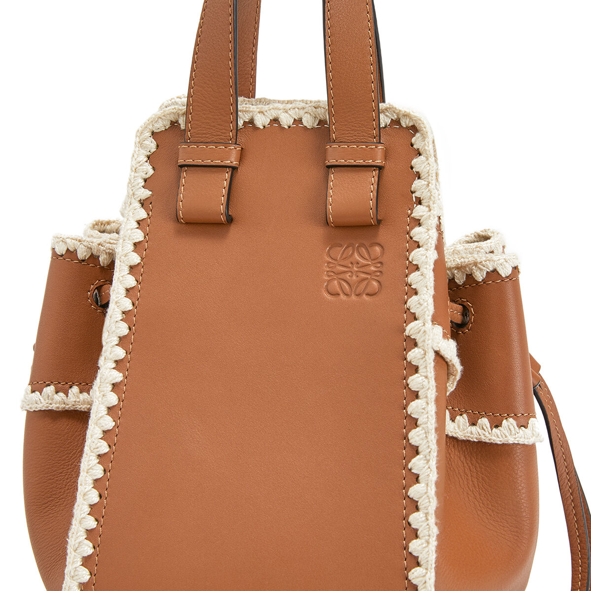 Hammock Drawstring Crochet Small Bag Tan LOEWE