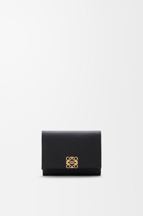 LOEWE アナグラム トライフォールド ウォレット（ペブルグレインカーフ） ブラック/ゴールド