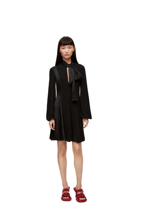LOEWE Lavalliere dress in crepe jersey and crepe satin Black