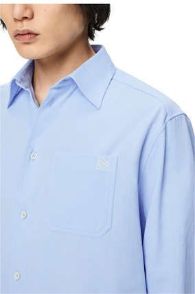 LOEWE 棉質胸前口袋格紋襯衫 Calm Blue plp_rd