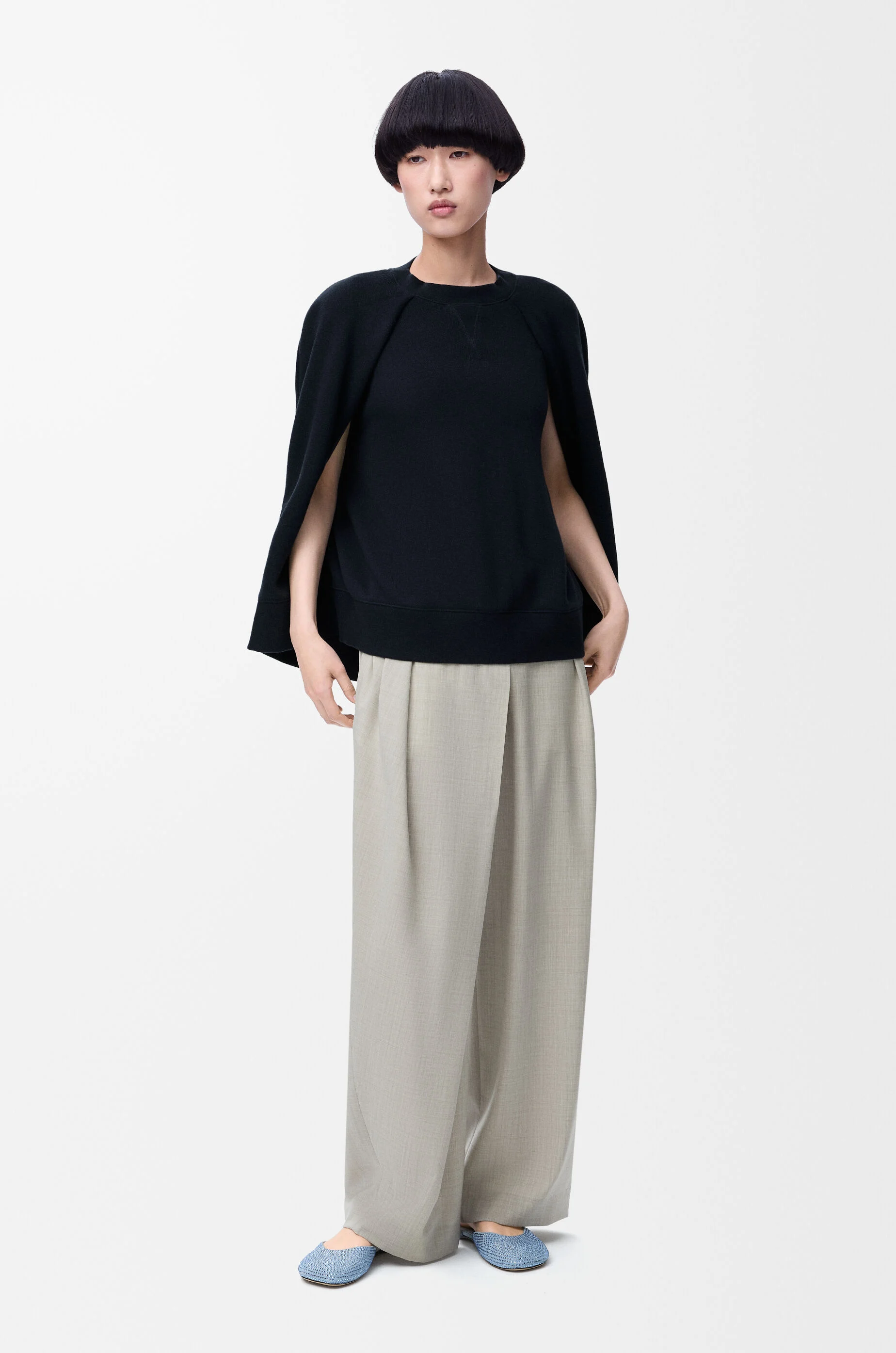 【LOEWE】Stripe cape in linen and cotton Loewe Striped Plastron Cotton Shirt | Liberty