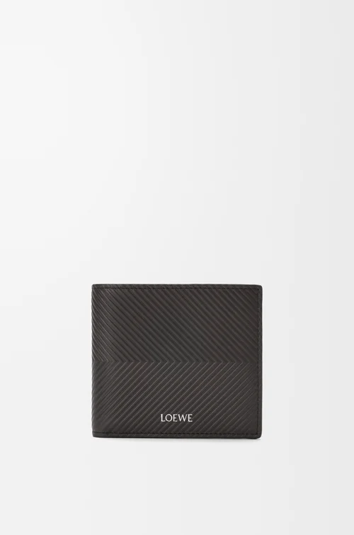 LOEWE Portefeuille à deux volets en cuir de veau classique texturé Gris Foncé