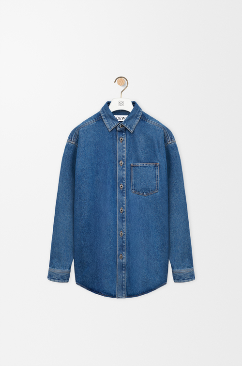 LOEWE Giacca-camicia Anagram in denim Denim Blu Medio