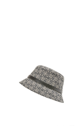 LOEWE Sombrero de pescador Anagram en jacquard y piel de ternera Azul Marino/Negro