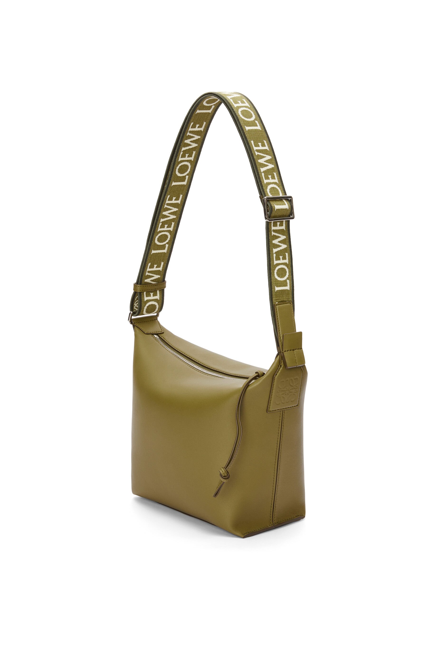 Bolso bandolera Cubi pequeno en piel de ternera y jacquard