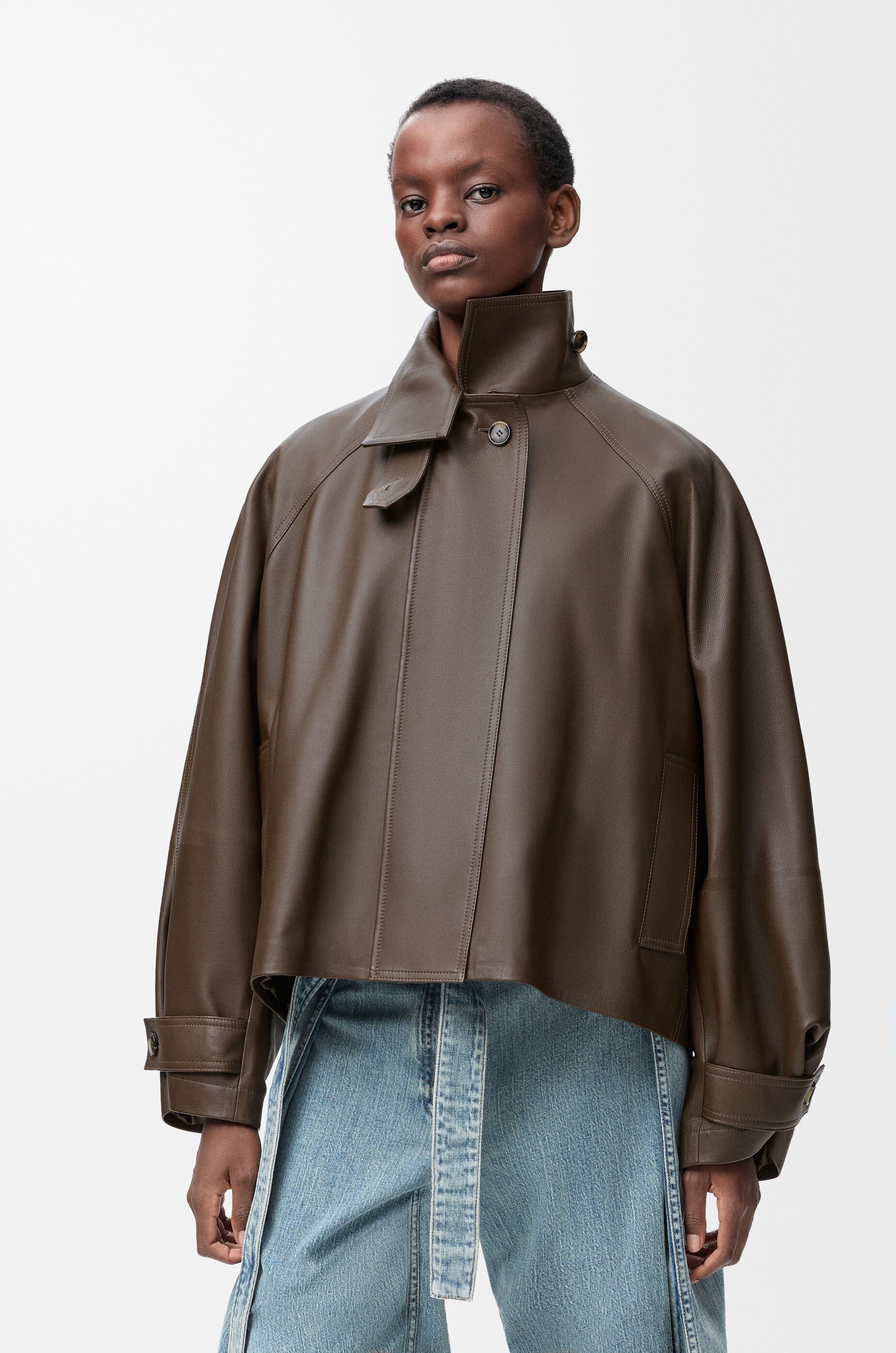 Short parka in nappa calfskin Green - LOEWE USA Official Website Short parka in nappa calfskin Green - LOEWE USA Official Website