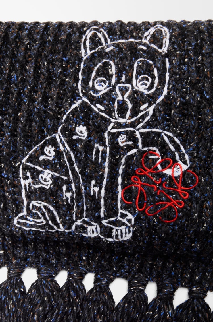 LOEWE Scarf in wool, silk and alpaca blend Black Melange