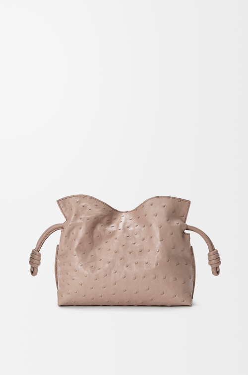 LOEWE Mini Flamenco clutch in ostrich Taupe