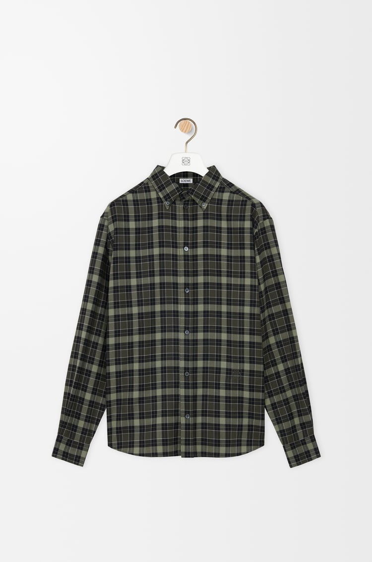 LOEWE Chemise en laine mélangée Kaki/Noir