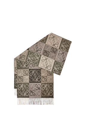 LOEWE Anagram scarf in wool and cashmere Beige/Khaki Green plp_rd