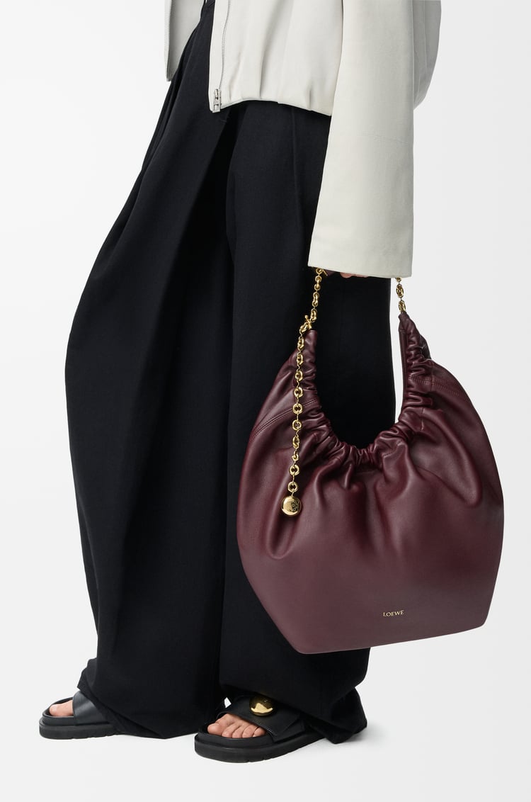 LOEWE Medium Squeeze bag in mellow nappa lambskin Dark Burgundy