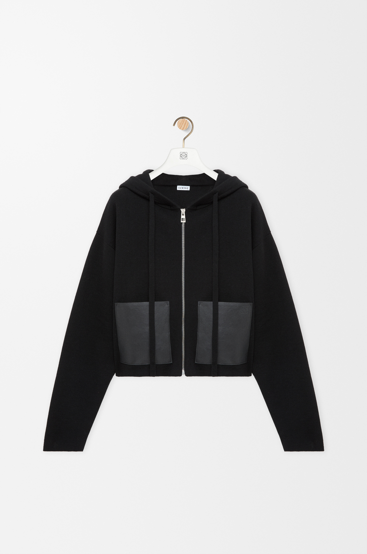 LOEWE Zip-up hoodie in wool Black