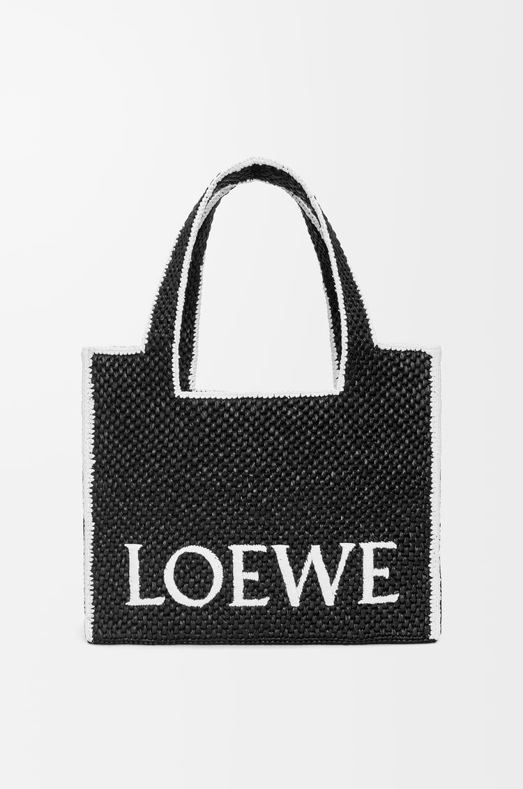 LOEWE Large LOEWE Font Tote in raffia Black