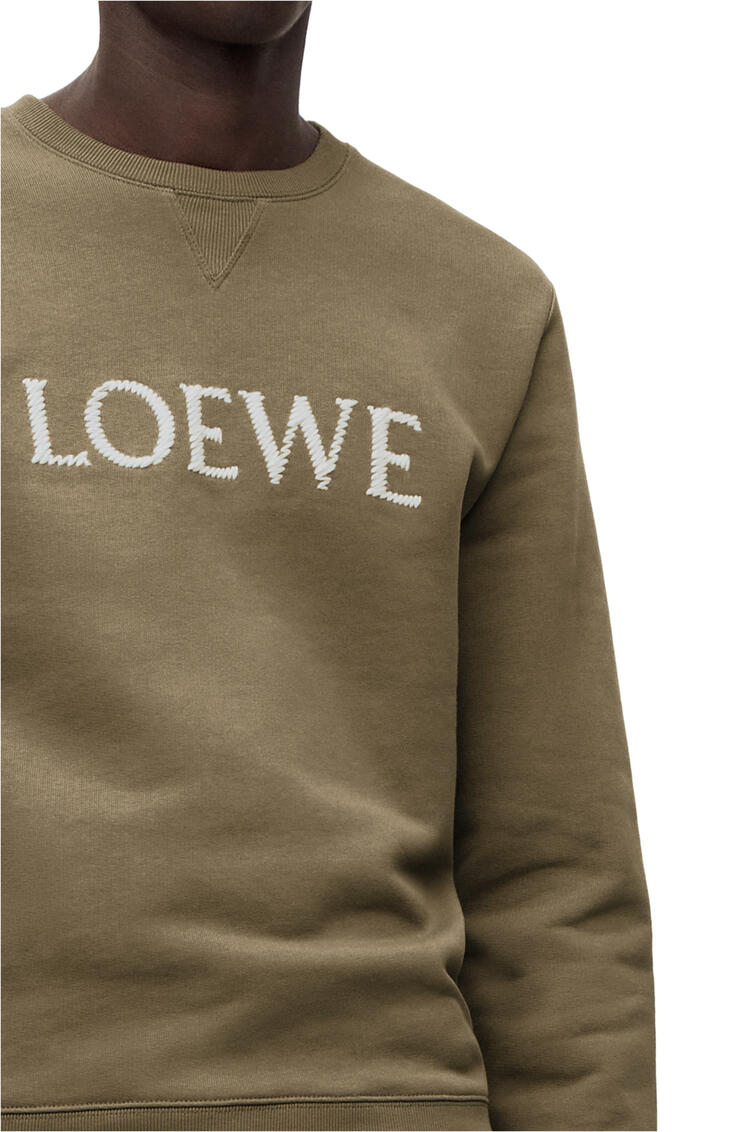 LOEWE Sudadera en algodón con logotipo LOEWE bordado Verde Militar