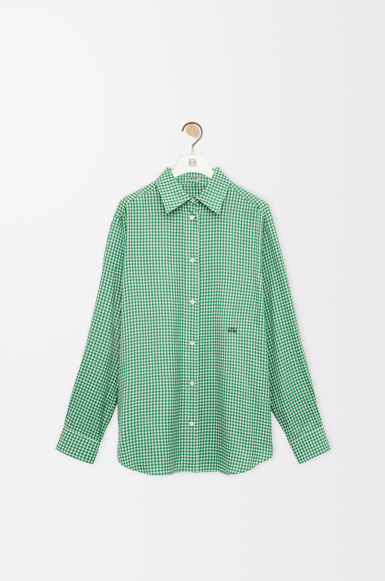 LOEWE Camicia in seta Verde/Bianco