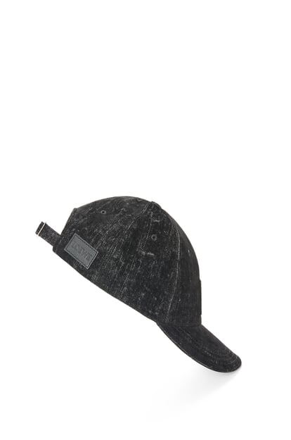 LOEWE Patch cap in flocked denim Black plp_rd