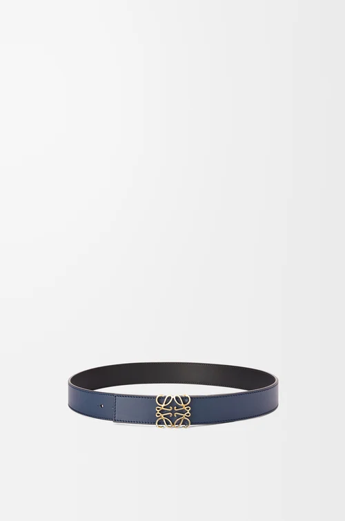 LOEWE Reversible Anagram belt in smooth calfskin Black/Ocean/Gold