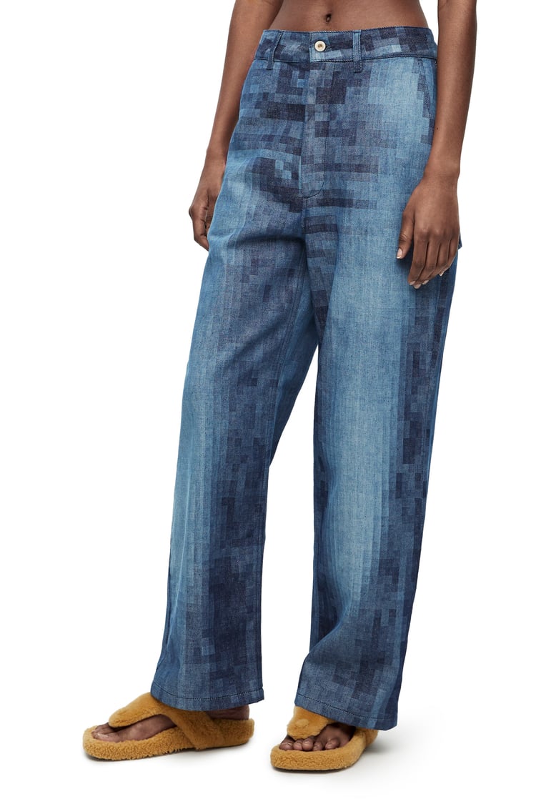 LOEWE Pixelated baggy jeans in denim Raw Denim