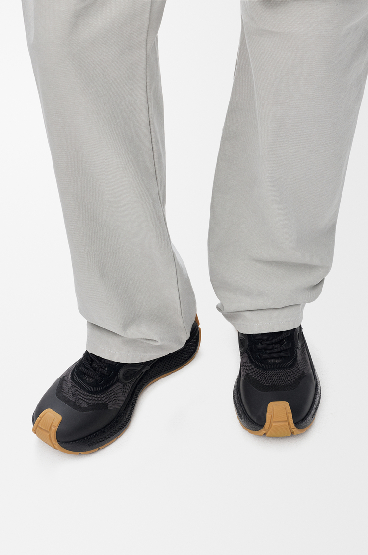 LOEWE Pogo sneaker in technical knit and suede Black/Honey