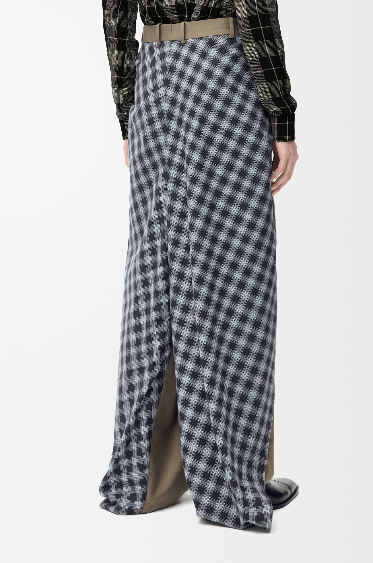 LOEWE Draped trousers in cotton and wool Dark Green/Black