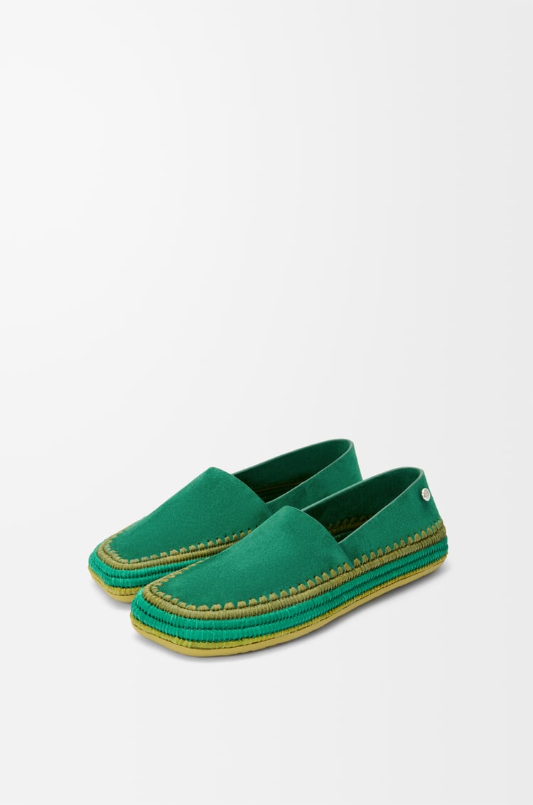 LOEWE Slipper Rio en ante y rafia Verde