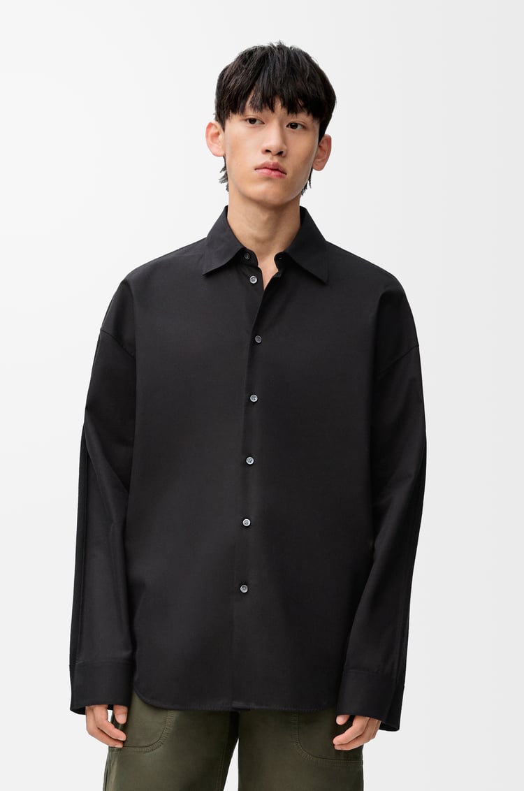 LOEWE ハイブリッド シャツ（コットン&ウール） ブラック/ブラック