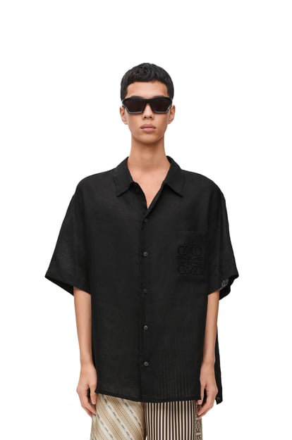 LOEWE Short sleeve shirt in linen 黑色 plp_rd