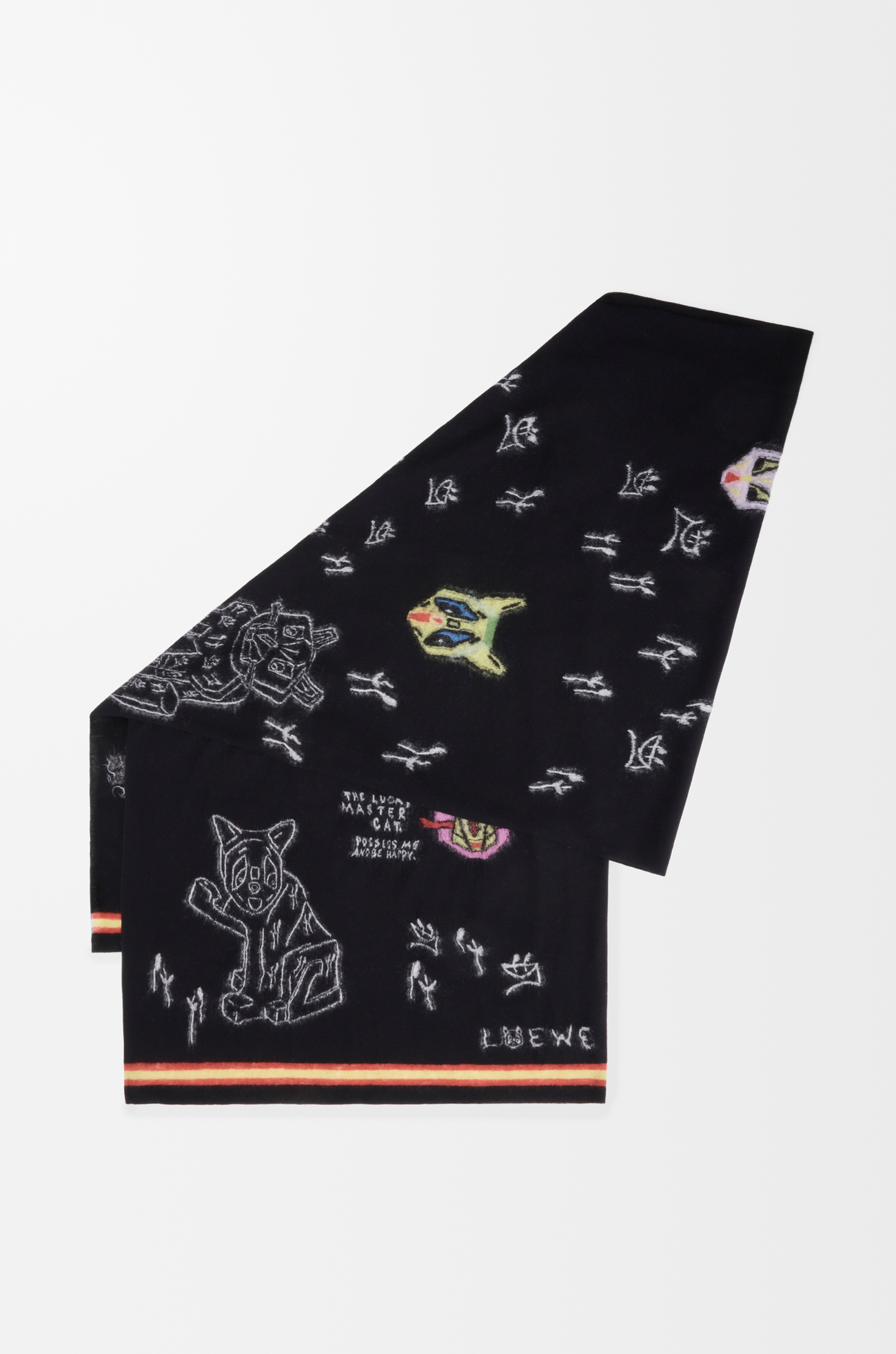 LOEWE Scarf in wool Black/Multicolor