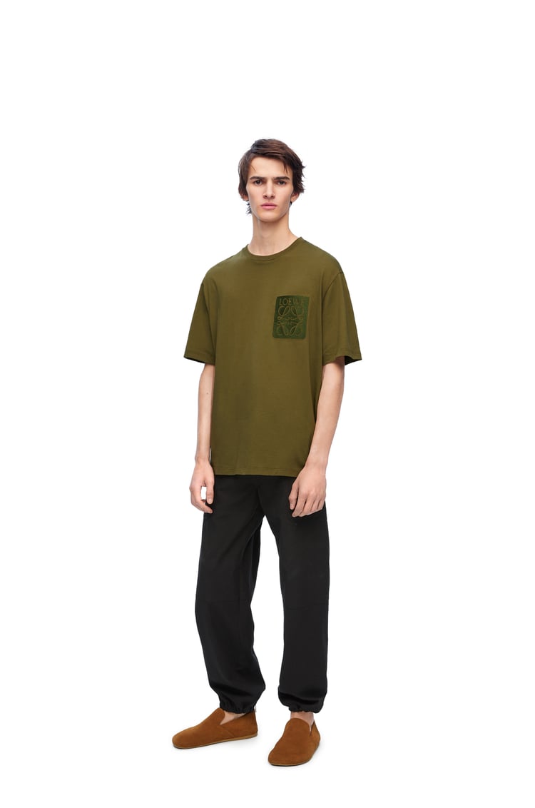 LOEWE Camiseta de corte holgado en algodón Verde Caza