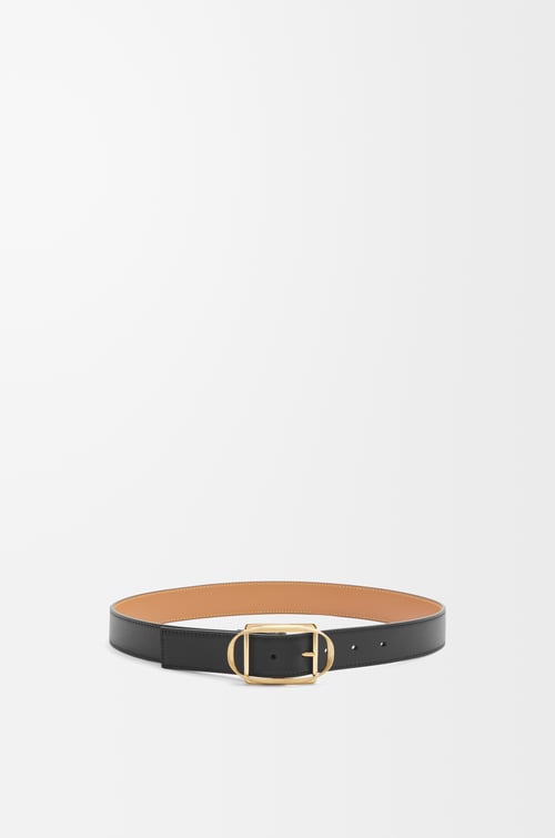 LOEWE Cinturón con hebilla curva en piel de ternera lisa Negro/Dorado plp_rd