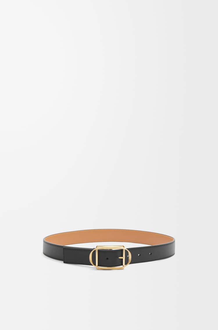 LOEWE Cinturón con hebilla curva en piel de ternera lisa Negro/Dorado