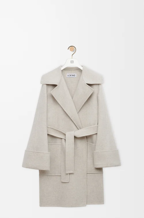 LOEWE Belted coat in cashmere 灰色