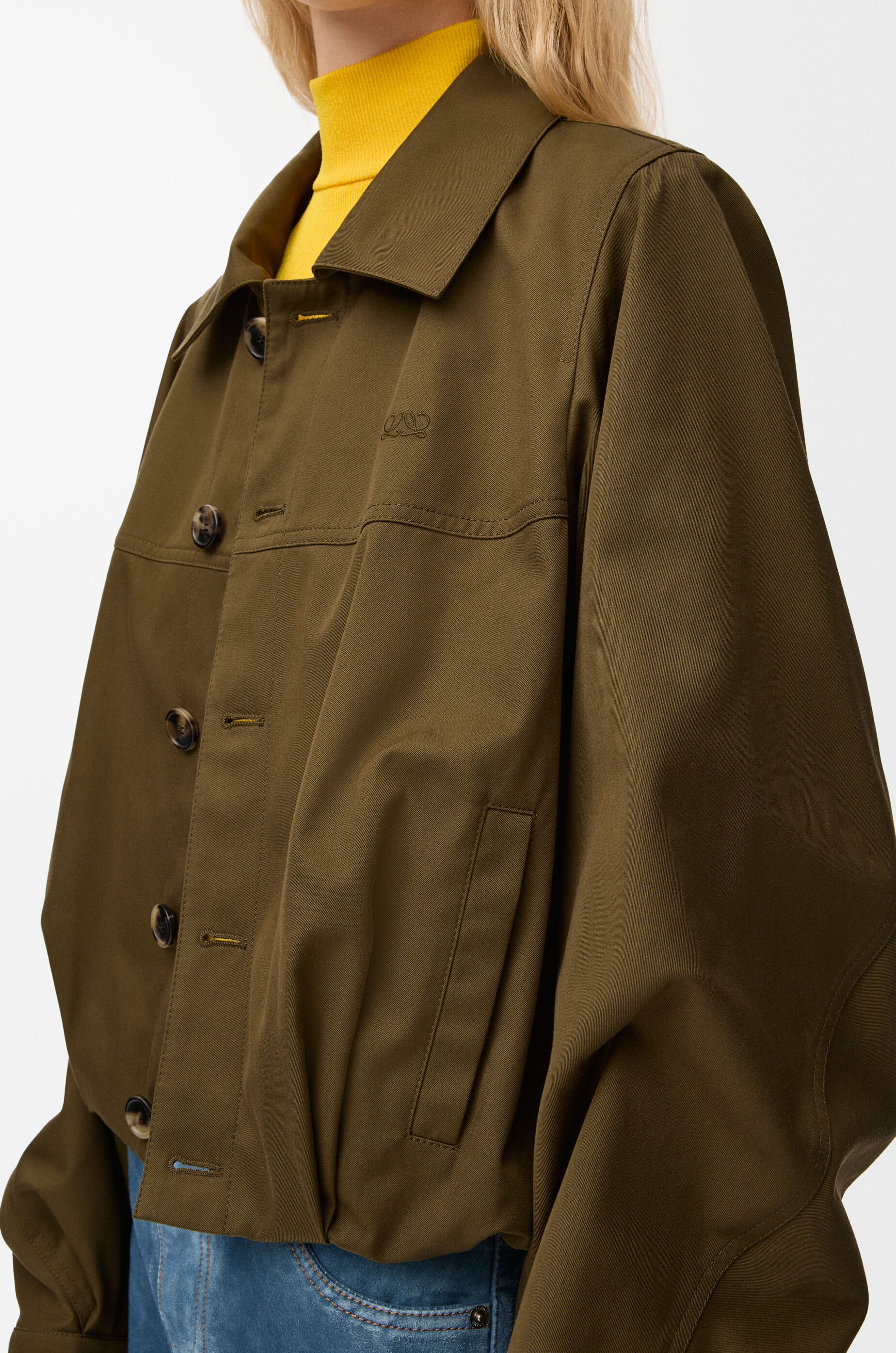 Jacket in cotton and silk Green - LOEWE USA Official Website