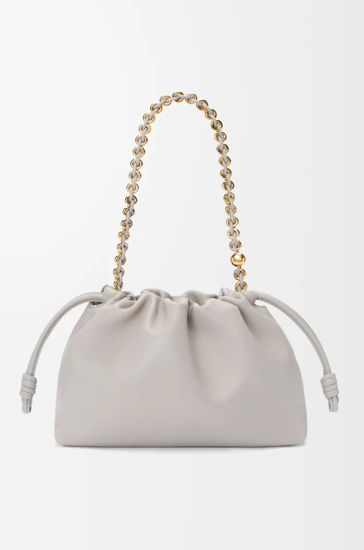 LOEWE Medium Flamenco purse in mellow nappa lambskin Shell Grey